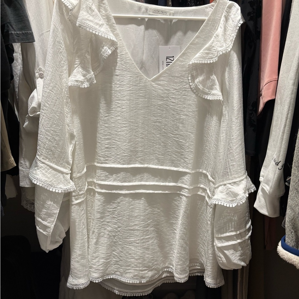 12th Tribe White Long Sleeve Dress